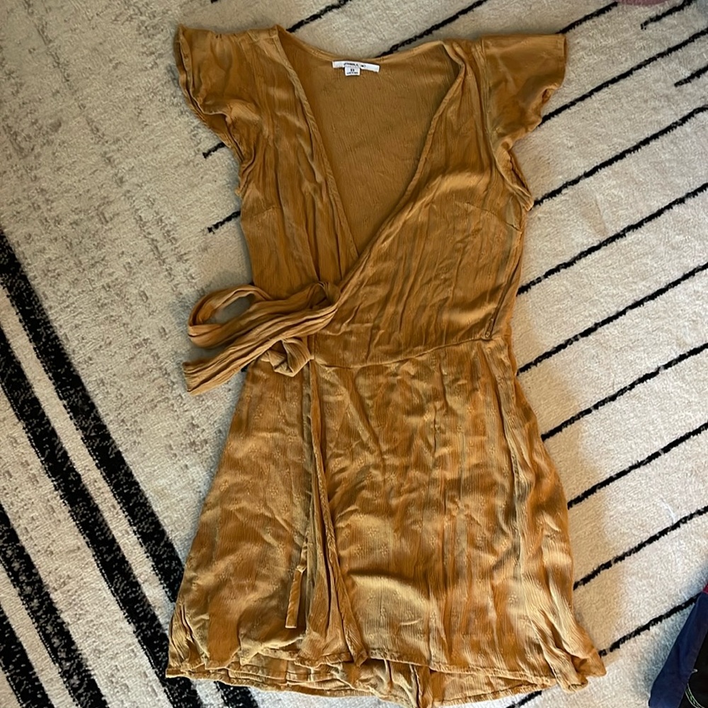O’Neil Side Tie Wrap Dress in Yellow